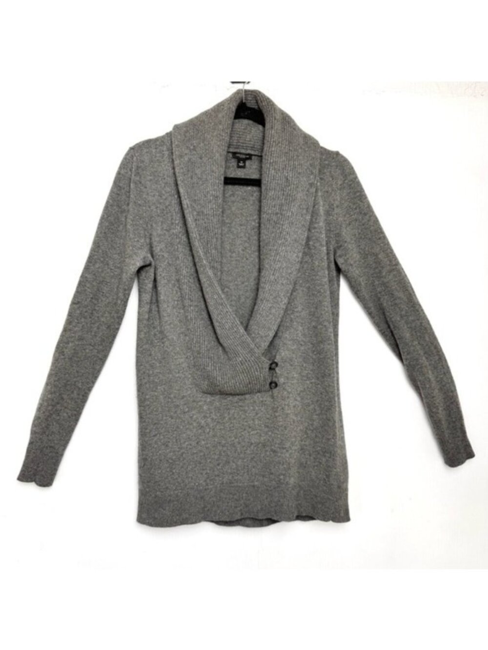 Ann Taylor Wool ,Angora & Cashmere Luxe Blend Shawl Collar gray Sweater Medium
